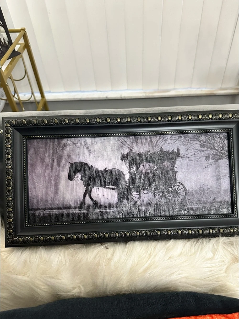 Black Framed Horse and Carriage Wall Art - Unbranded